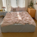 Yeknu  New Princess Style Lace Plaid Design  Summer Quilt  3PCS Summer Quilt 4PCS Set King Sizes Skin Friendly Package Feeling