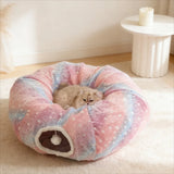 Yeknu  Donut Cat Bed Tunnel Multi functional Cat Bed Foldable Glow In The Dark Cat Tunnel Cat Hideaway Pet Bed