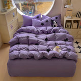 Yeknu  Duvet cover set (1*Duvet Cover + 2*Pillowcase, sheet), Butterfly knot yarn embroidery Bedding Set, Soft Comfortable