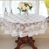 Yeknu  New Lace Tablecloth Pastoral round tablecloth Dining table cloths Home Embroidery table cover rose gold decoration house towel