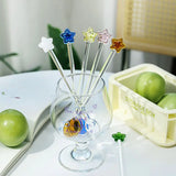 Yeknu  Japanese Style Creative Milk Dessert Star Spoon Colorful Transparent Glass Spoon Cute Long Handled Coffee Stirring Spoon