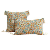 Yeknu  Cotton Linen Flower Cushion Pillowcase Retro European Style Living Room Sofa Backrest High Precision Jacquard Cushion Cover