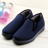 Yeknu  Thickened Fleece Lined Winter Beijing Cloth Shoes Men's Climbing Work Shoes Warm Old Age One Step Slip-On Non-Slip Rubber Sole