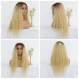Yeknu  613 Bleach Blonde Deep Curly Lace Front Wig Synthetic Hair Glueless Long Curly Blonde 13x4 Lace Front Wigs Pre Plucked