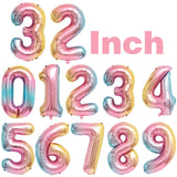 Yeknu  32Inch Number Foil Balloon Rose Gold Silver Digit 0-9 Globos Happy Birthday Party Decor Wedding Anniversary Baby Shower Supplies
