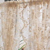 Yeknu  Cream Sheer Voile Curtains Lace Embroidery for Bay Window Small Window Partition Half Drapes Door Room Divider