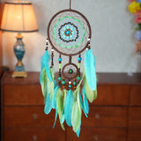 Yeknu  Creative Retro Indian Style Dream Catcher Wind Bell Indoor Hanging Decoration Personalized Airborne Ornament Handmade Feathers