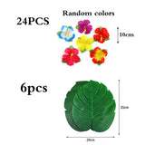 Yeknu  Hawaiian Luau Party Decorations Artificial Tropical Monstera Leaves and Hibiscus Flowers for Summer Beach Jungle Theme Birthday