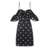 Yeknu  Retro Black And White Polka Dot Tube Top Dress