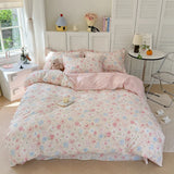 Yeknu  Printing Floral Bedding Set Soft Ins Single Double Queen Size Duvet Cover Flat Sheet Pillowcase Girls Home Totel Bed Linens