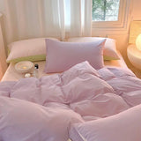 Yeknu Simple Fresh Queen Bedding Set 100% Cotton Soft Comfortable Duvet Cover Set with Sheets Quilt Cover and Pillow Covers Bed Sets