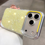 Yeknu  Fashion Bling Glitter Shell Pattern Phone Case For iPhone 13 14 15 16 17 Pro Max Soft IMD Shockproof Anti-Scratch Diamond Cover