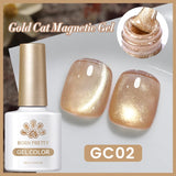 Yeknu  10ml Black Glass Cat Magnetic Gel Nail Polish Ultra Shine Gold Silver Glitter Soak Off UV LED Gel Nail Art Varnish