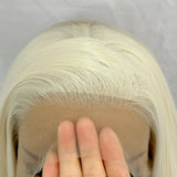 Yeknu  Long Blonde Body Wave Lace Front Wigs for Women Free Part 13X4 Glueless Platinum Blonde Curly Wavy Synthetic Cosplay Party Daily
