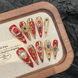 Yeknu 10Pcs High Quality Handmade Press on Nails Simple And Elegant  Royal A must For Trends Fashion Weapon Nail Stickers  Elegant