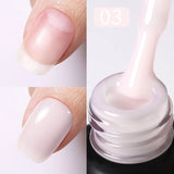 Yeknu  Rubber Base Gel Nail Polish Pink White Base Gel Top Coat Jelly Semi Transparen French Soak Off UV Nail Art Varnish