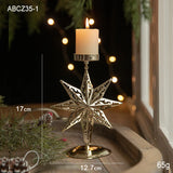 Yeknu  Retro Christmas Wrought Iron Candlestick Star Elk Christmas Tree Candle Holder Merry Christmas New Year Table Ornaments