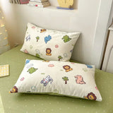 Yeknu 100% Cotton 4-Piece Duvet Cover Set (1 Duvet Cover 2 Pillowcases 1 sheet), Minimalist Cartoon Design, Ultra-Soft Bedding Set