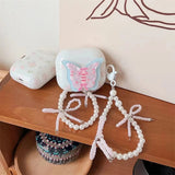 Yeknu  Girl Pink Floral Butterfly Suitable For Apple Earphone Protective Case Airpodspro2 wireless Bluetooth Earphone Case