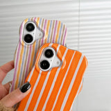 Yeknu  Fashion Glossy Double Color Stripes Case for iPhone 12 13 14 15 16 17 Pro Max 17 Air Color Collision Ultra Thin Shockproof Cover