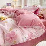Yeknu Bedding Set 100% Cotton Bed Linen Set Floral Style Bedclothes Skin-friendly Bedsheet Set for Home Duvet Cover Set