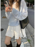 Yeknu  Knitted Autumn Pullover Sweater Women Dog Embroidery Striped Print Modis Sweet Ladies Cardigans Korean Style Woman Sweater Tops
