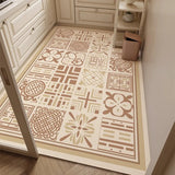 Yeknu  Retro Plaid Kitchen Floor Mat Oil-proof Waterproof PVC Leather Carpet Fashionable Home Decoration Free-cut Balcony Rugs Alfombra