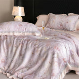 Yeknu 82% lyocell, 8% silk and 10% nylon soft silky flowers digital printing bedding set duvet cover flat/fitted bed sheet pillowcases