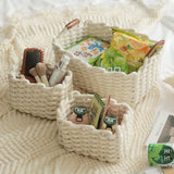 Yeknu  Woven Storage Basket, Nordic Style Dressing Table,torage Cotton Rope Storage Basket, Wardrobe Cotton Rope Weaving
