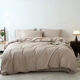 Yeknu  Premium 100% Washed Cotton Yarn-Dyed 4-Piece Duvet Set (1 Duvet Cover + 2 Pillowcases + 1 sheet), Ultra-Soft Bedding Set
