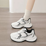 Yeknu  Versatile platform spring new fashion casual sports shoes women breathable ultra-light running dad shoes