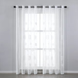 Yeknu  2 Panels Sheer Curtains Embroidered Window Tulle for Living Room Bedroom Drape Rod Pocket Voile Sheer Curtain Gauze Home Decor