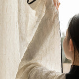 Yeknu  Black-edged Linen Curtains,Curtains, Light-transparent, Living Room, Floating Windows, High-end French Medieval Style