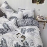 Yeknu Ins Korean Bedding Set Simple Plant Duvet Cover Pillowcases Flat Sheet Single Twin Double Queen Size Home Decor Bed Linen Set