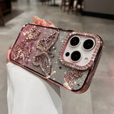 Yeknu  Women Girl's Diamond Butterfly Case for iPhone 16 17 11 12 13 14 15 Pro Max 16 Plus Air Transparent Plating Soft Silicone Cover