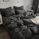 Yeknu  new solid color matching grinding bed four-piece set spring and summer non-pure cotton quilt cover bed sheet 3-piece set