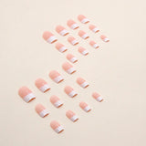 Yeknu  24 PCs Short French Minimalist Nails with 1 Jelly and 1 Nail File