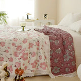 Yeknu  Bamboo fiber Puff blanket Jacquard bed plaid Stitch bed linen Antibacterial summer Blankets and bedspreads Home and decoration
