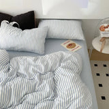 Yeknu  Blue Strip Duvet Cover Twin Full Queen 4Pcs Vertical Striped Microfiber Soft and Lightweight Comforter Cover Sheet Pillowcases