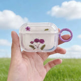 Yeknu  Pressed flower transparent headphone case protective cover, cute flower headphone protective cover with keychain