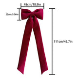 Yeknu  48x111cm Wreath Garland Burgundy Velvet Large Bow Single Loop Christmas Holiday Door Tree Ribbon Ornament Home Party Decoration