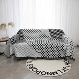 Yeknu  Black and White Sofa Cover Sofa Blanket Sofa Towel Scandinavian Simple Sofa Cover Leisure Blanket Outing Picnic Blanket