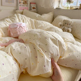 Yeknu  new aerobic three-layer yarn printing four-piece set skin-friendly and soft four-piece set of bedding in student dormitory