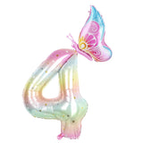Yeknu  40Inch Colorful Gradient Number Balloon 0-9 Digit Foil Helium Balloon Butterfly Girl Birthday Party Decor Baby Shower Kids Gifts