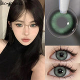 Yeknu  New Bio-essence 1 Pair Green Contact Lenses for Eyes Gray Lenses Brown Lenses Makeup Fashion Lenses 1 Year Pupils