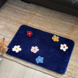 Yeknu  Cute Tufting Flower Bathroom Mat Soft Floral Rug Tufted Tub Side Bathmat Door Carpet Floor Anti Slip Doormat Home Room Decor