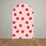 Yeknu  Custom 2-Sided Strawberries Berry First Birthday Party Baby Shower Covers Chiara Arch Background Decor Backdrop Photo