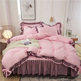 Yeknu  Comfotable Princess Bedding Sets Luxury Bed Skirt Sheet Pillowcase Cute Girl Duvet Cover 4 Pcs Bedding Set Bedroom Decoration