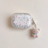 Yeknu  Transparent pink snowflake bear with pendant is suitable for airpods4 protective case airpodspro3rd generation Apple