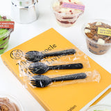 Yeknu  Bla Frosted Thiened Plastic Dert Fork And Spoon Ice Cr Independent Paaging Kitchen Baking DIY Utensils